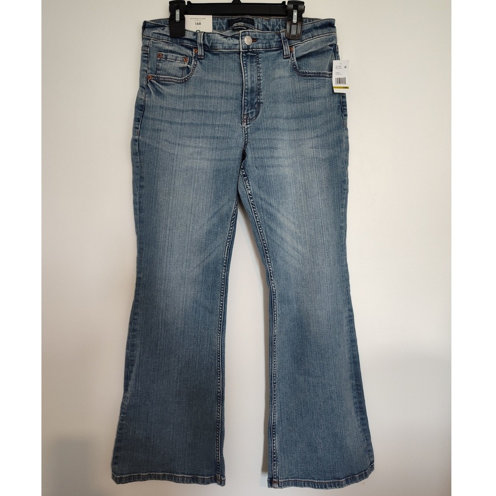 Aeropostale Womens Mid Rise Flare Stretch Jeans Medium Wash 14R 151977